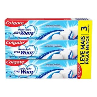 Creme Dental Colgate Tripla Ação Xtra White 70g 3 Unidades