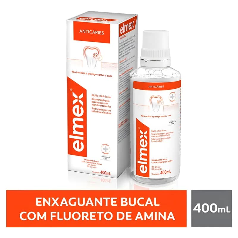 Enxaguante Bucal Anticárie Zero Álcool Elmex Caixa 400ml