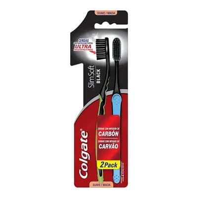 Escova De Dente cerdas Macia Slim Soft Black 2 Unidades Colgate