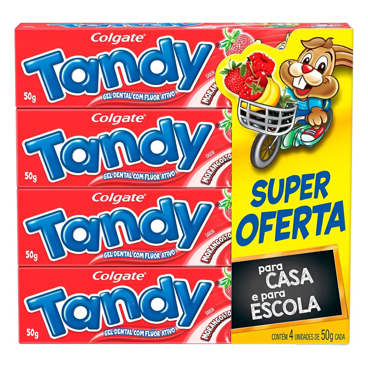 Creme Dental Infantil Colgate Tandy Morangostoso 50g 4 un