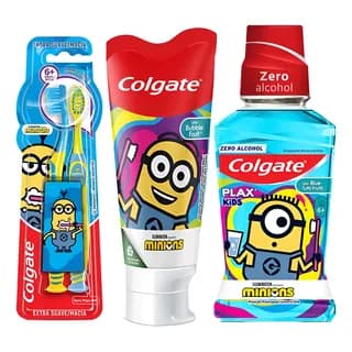 Kit Colgate Minions Creme Dental + Exanguante + Escova 2un