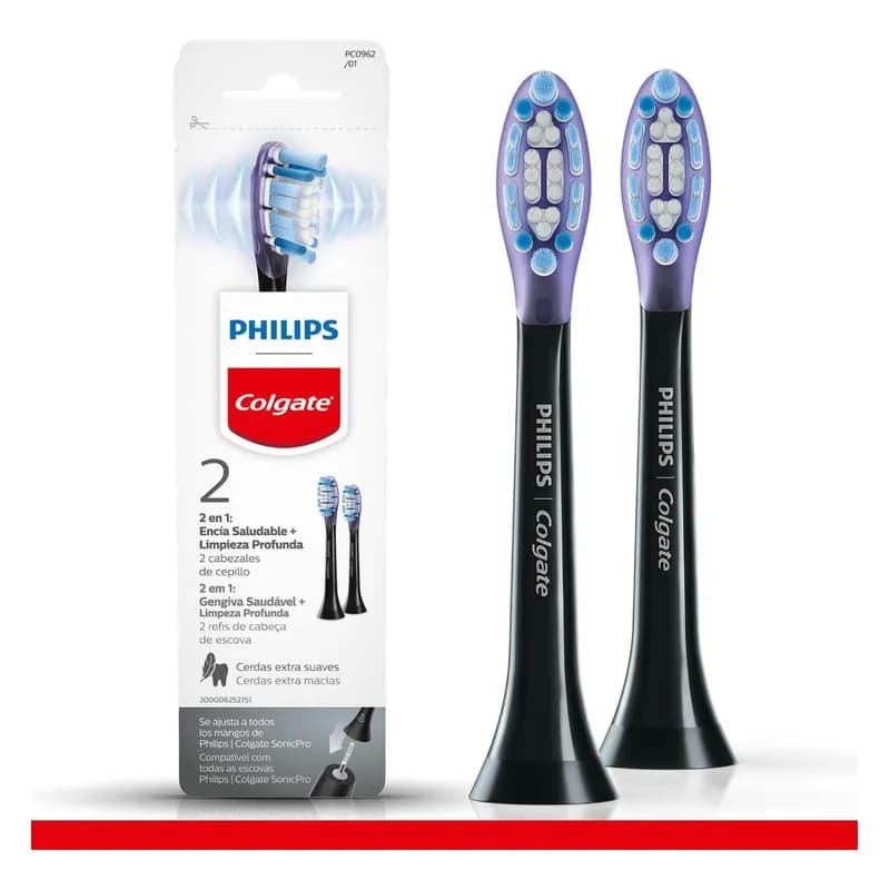 Philips Colgate Sonicpro Gum Health kit 2 refis escova elétronico cor preto