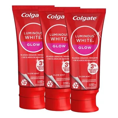 Kit 3 Cremes Dentais Colgate Glow Mint Luminous White 70g