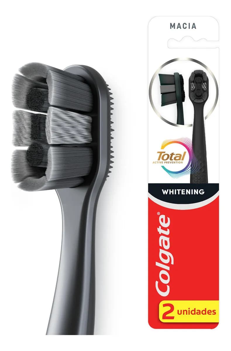 Escova de Dente Colgate Total Whitening 2 unidades Preto