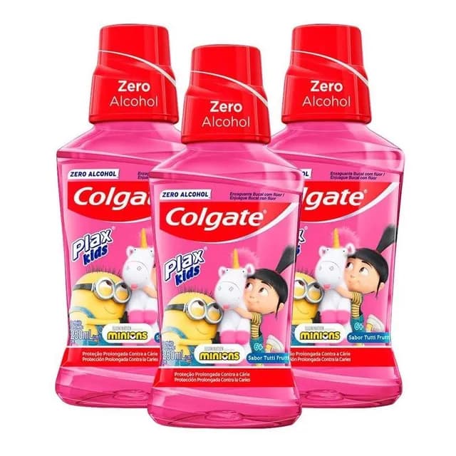 Kit 3 Enxaguante Bucal Colgate Plax Kids 250ml